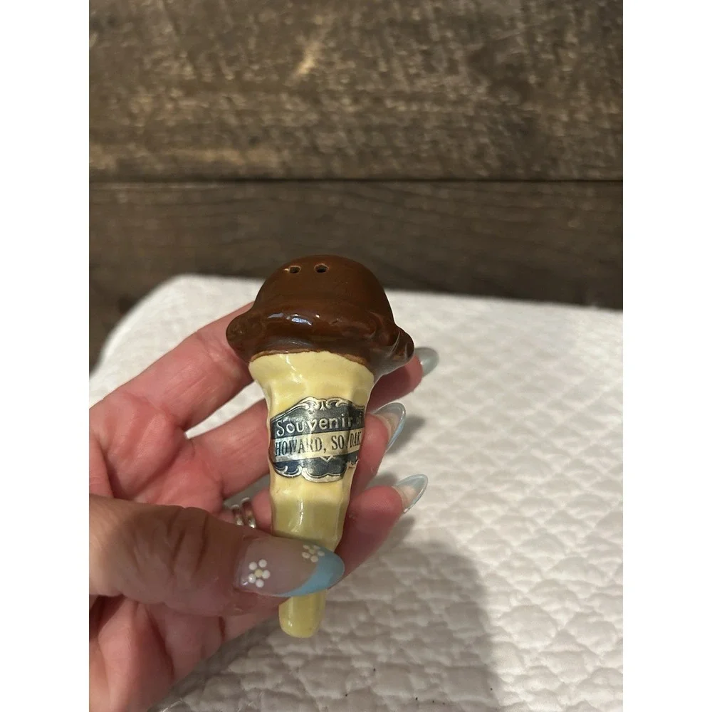 Mid century, ceramic, chocolate ice cream‎ cone, salt Shaker
